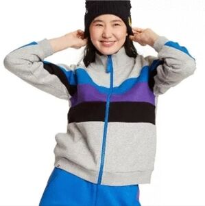 Target x LEGO Women's Stripe Colorblock Zip-Up Track Sweater Large Casual Fun
